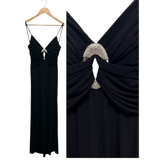 VINTAGE 90s Bari Jay Stretch Lux Evening Gown Size 5/6 Made in USA - Picture 1 of 12